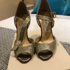Jimmy Choo dressy gold sandals.